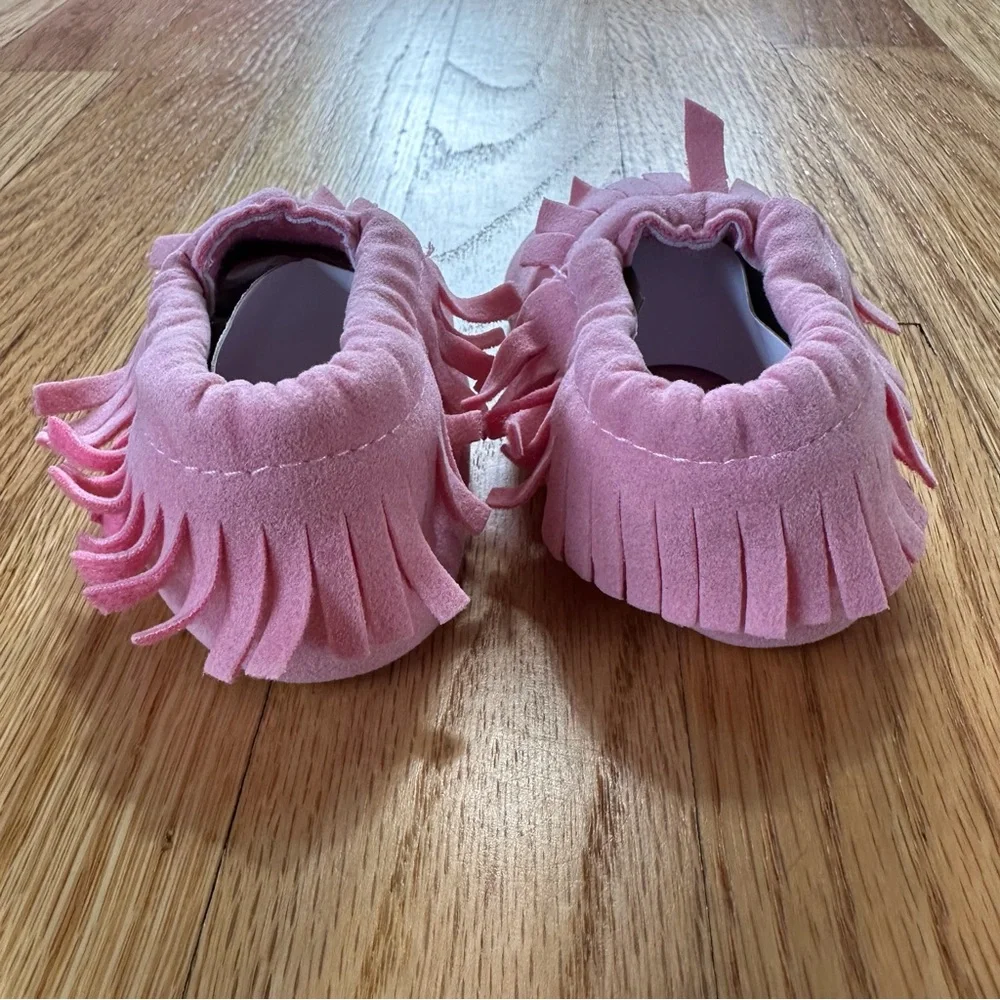 Baby Moccasin Walker Shoes Pink Faux Suede sz 1